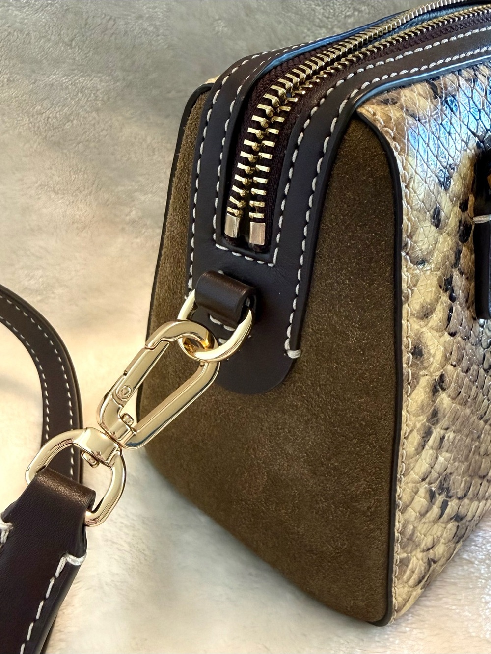 NWT. Tory Burch Snake Print Mini Crossbody Satchel with Two Straps - Picture 9 of 15